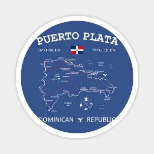 Puerto Plata Dominican Republic Flag Travel Map Coordinates GPS Magnet